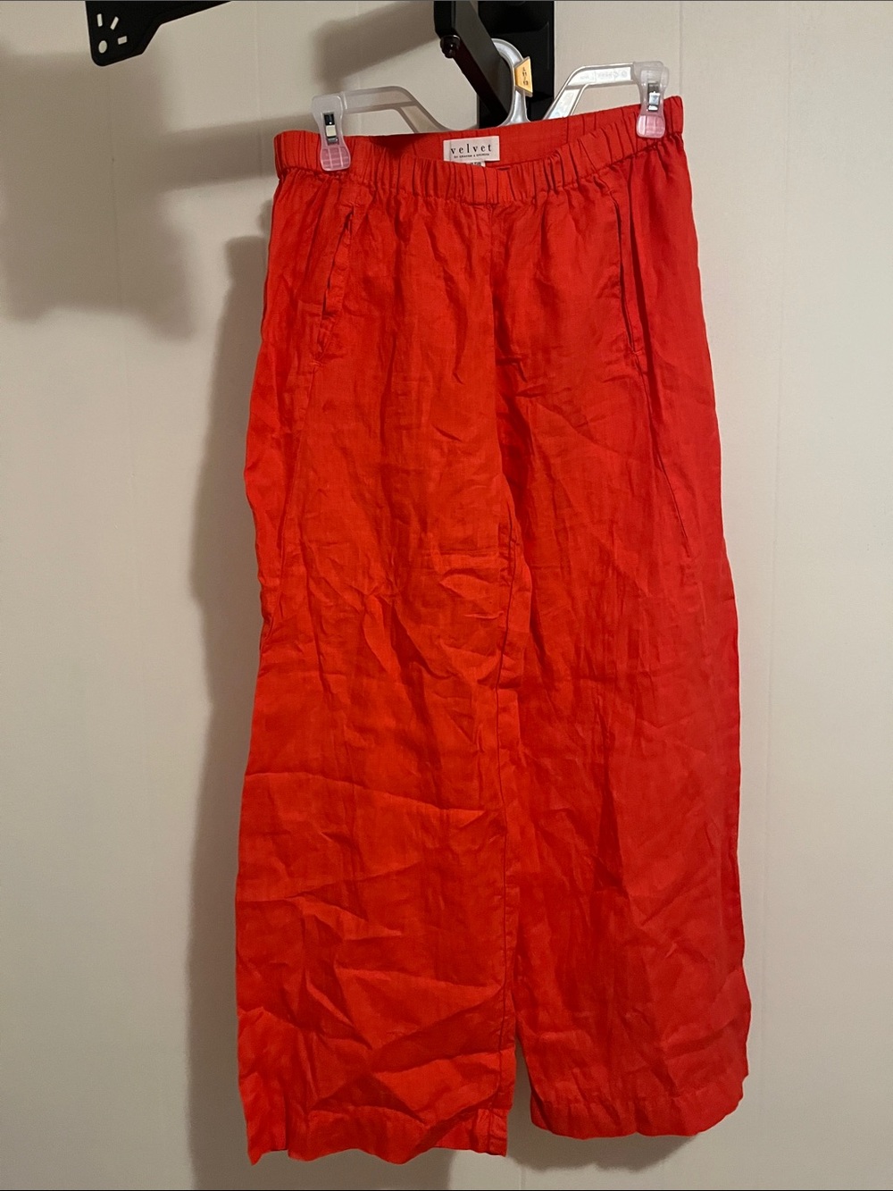 Velvet Bright Red Linen-Blend Maxi Skirt